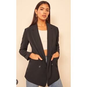 Reformation XS The Jenner Double Breasted Black Blazer The Deadstock Collection